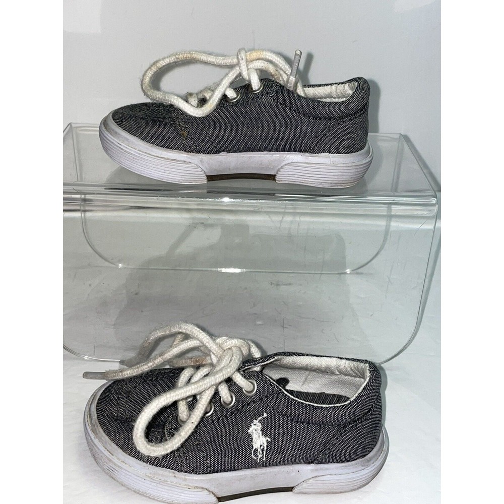 Polo Ralph Lauren Logo Toddler Boys Size 4 Lace Up Canvas Lace Up Shoes Grey